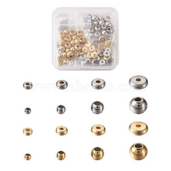 304 Stainless Steel Spacer Beads, Round & Flat Round, Golden & Stainless Steel Color, 160pcs/box(STAS-TA0004-68)