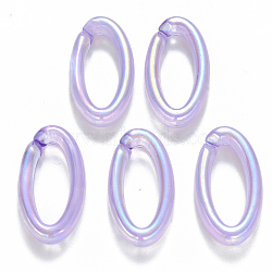 Transparent Acrylic Linking Rings, Quick Link Connectors, For Jewelry Chains Making, AB Color Plated, Imitation Gemstone Style, Oval, Lilac, 35x18.5x6.5mm, Inner Diameter: 25x9.5mm(TACR-T016-04F)