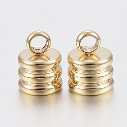 304 Stainless Steel Cord Ends, End Caps, Column, Golden, 9x7mm, Hole: 2.5mm, Inner Diameter: 5mm(STAS-H436-12)