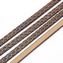 Imitation Leather Cords, Snake Pattern, Flat, Coconut Brown, 5x2mm, about 1.31 yards( 1.2m)/strand(LC-S016-03)