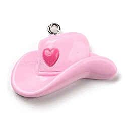 Valentine's Day Resin Pendants, with Platinum Tone Iron Loop, Hat, 20.5x30.5x6.5mm, Hole: 1.7mm(X-FIND-Z010-02B)