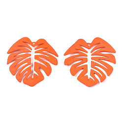 Spray Painted Iron Pendants, Tropical Leaf, Coral, 46x44x4.5mm, Hole: 1.6mm(IFIN-N008-025-B02)