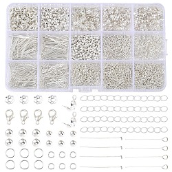 Alloy Lobster Claw Clasps & Iron Bead Tips & Eye Pin & Bead Caps & Spacer Beads & Open Jump Rings Findings Kits, Silver, 6x1mm, Hole: 1mm(FIND-YW0008-89)