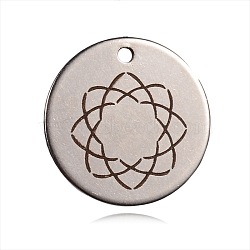 Non-Tarnish Spray Painted Stainless Steel Pendants, Flat Round with Star Pattern, Peru, 20x1mm, Hole: 1mm(STAS-F078-11P)