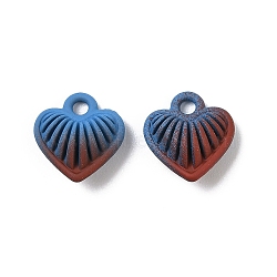 Spray Painted Alloy Pendants, Heart Charms, Lead Free & Nickel Free & Cadmium Free, Blue, 10.5x9.5x5.5mm, Hole: 1.6mm(PALLOY-S038-15A)