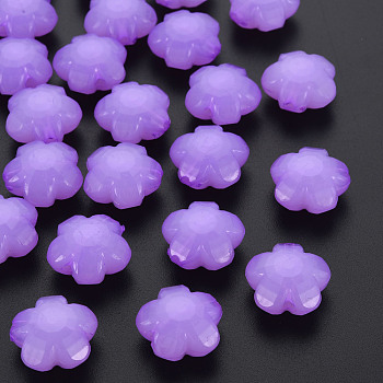 Imitation Jelly Acrylic Beads, Flower, Faceted, Dark Orchid, 17x17.5x10mm, Hole: 2mm, about 340pcs/500g
