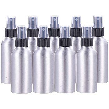 Refillable Aluminum Bottles, Salon Hairdresser Sprayer, Water Spray Bottle, Platinum, Black, 14.4x4.5cm, Capacity: 120ml