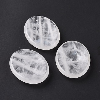 Oval Natural Quartz Crystal Thumb Worry Stone for Anxiety Therapy, 45.5x35.5x8.5mm