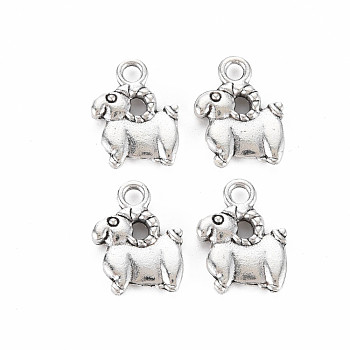 Tibetan Style Alloy Charms, Cadmium Free & Lead Free, Sheep, Antique Silver, 14.5x11x2.5mm, Hole: 2mm, about 870pcs/1000g