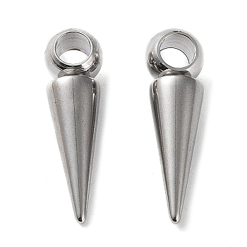 201 Stainless Steel Pendants, Cone Charm, Stainless Steel Color, 21x5.5~6mm, Hole: 3.2mm