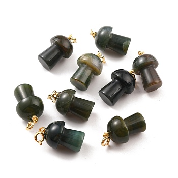 Natural Indian Agate Pendants, with Platinum Tone Brass Findings, Mushroom, 33mm