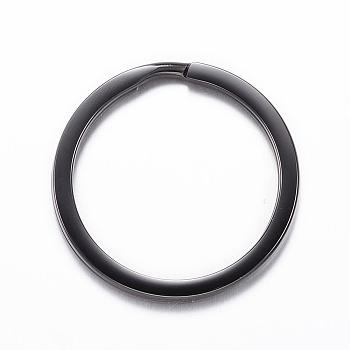 304 Stainless Steel Split Key Rings, Electrophoresis Black, 30x2.5mm