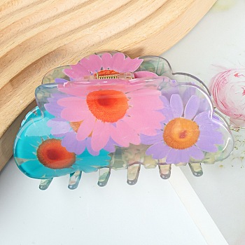 PVC Claw Hair Clips, Flower, Pearl Pink, 83x45mm