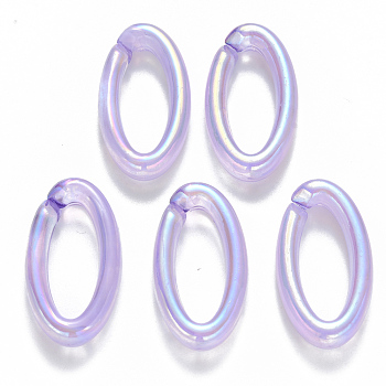 Transparent Acrylic Linking Rings, Quick Link Connectors, For Jewelry Chains Making, AB Color Plated, Imitation Gemstone Style, Oval, Lilac, 35x18.5x6.5mm, Inner Diameter: 25x9.5mm