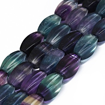 Natural Fluorite Beads Strands, Twist, 17~17.5x8mm, Hole: 0.8mm, about 23pcs/strand, 15.75 inch(40cm)