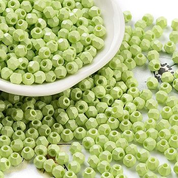 Baking Paint Glass Seed Beads, Bicone, Green Yellow, 4.5x3.5mm, Hole: 1.4mm, about 5625pcs/pound