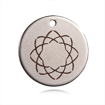 Spray Painted Stainless Steel Pendants, Flat Round with Star Pattern, Peru, 20x1mm, Hole: 1mm