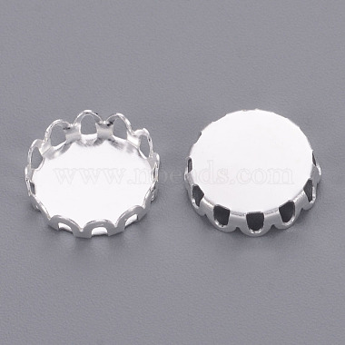 Silver Color Plated Oval Brass Bezel Cabochon Settings(X-KK-C2896A-S)-2