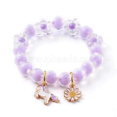 Transparent Acrylic Stretch Charm Bracelets for Kids(BJEW-JB06167)-2