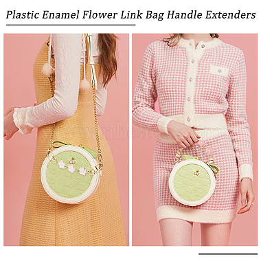 Pandahall Elite 6 extensores de correa para bolso con eslabones de flores esmaltados de plástico(FIND-PH0007-07)-6