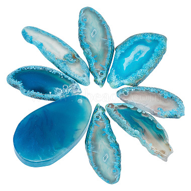 Deep Sky Blue Nuggets Natural Agate Big Pendants