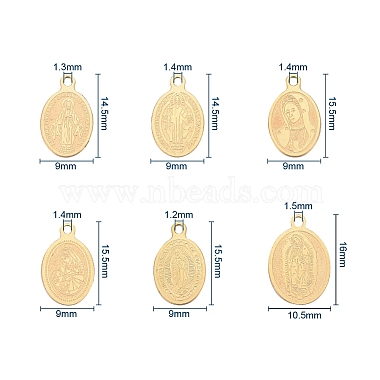 30Pcs 6 Style PVD Vacuum Plating 304 Stainless Steel Pendants(STAS-CJ0001-146)-2