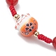 Fortune Cat Handmade Porcelain & Natural Carnelian & Acrylic Braided Bead Bracelets(BJEW-JB10504)-3