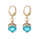 10 Pairs 10 Colors Glass Rhombus Dangle Leberback Earrings(EJEW-JE05073)-3