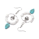 Natural Sea Shell Beads and Synthetical Dyed Turquoise Leaf Pendants Earrings(EJEW-JE05921)-4