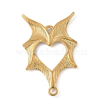 304 Stainless Steel Bat Wings Heart Links Connector Charms, Ion Plating(IP), Real 18K Gold Plated, 35x23x2mm, Hole: 2mm(X-STAS-S186-13G)