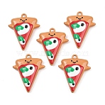 Baking Paint Alloy Pendants, Pizza Charms, Colorful, 19.5x16.5x4.5mm, Hole: 1.2mm(FIND-I072-05)