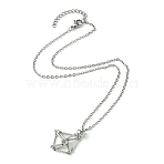Tarnish Resistant 304 Stainless Steel Macrame Pouch Braided Gemstone Holder, Adjustable Pendant Necklace Making, with Curb Chains & Lobster Claw Clasp, Stainless Steel Color, 16 inch(40.5cm)(NJEW-JN04468-01)