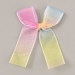 Polyester Bowknot Ornament Accessories, Gradient Color Bowknot, for DIY Costume, Gift Box, Doll, Colorful, 86~90x100~105x3mm(AJEW-WH0020-52)