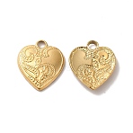 Ion Plating(IP) 304 Stainless Steel Pendants, Heart Charm, Real 18K Gold Plated, 16.5x14x2mm, Hole: 2mm(STAS-H212-37G)