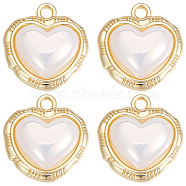 10PCS Alloy with Acrylic Imitation Pearl Pendants, Heart, Long-Lasting Plated, Real 18K Gold Plated, 17x16x6mm, Hole: 2mm(FIND-BBC0002-88)