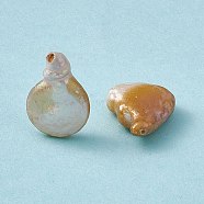 Baroque Natural Keshi Pearl Beads, Gourd, Seashell Color, 17.5~19x12~14x5~6mm, Hole: 0.7mm(PEAR-N020-L26)