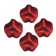 Rubberized Style Opaque Acrylic Pendants, Petal, Dark Red, 37.7x34.8x12mm, Hole: 1.7mm(X-ACRP-T010-07)