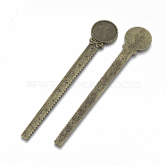 Tibetan Style Alloy Cabochon Setting, Cadmium Free & Lead Free, Ruler/Bookmarks, Antique Bronze, Tray: 20mm, 130x22x2.5mm, about 72pcs/1000g(TIBE-R001-02AB)