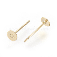 202 Stainless Steel Stud Earring Findings, with 304 Stainless Steel Pins, Golden, 12x4mm, Pin: 0.7mm(STAS-F186-01G-4mm)