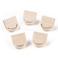 Ash Wood Stud Earring Findings, with 304 Stainless Steel Pin, Fan, 17.5x17mm, Hole: 2x8.5mm, Pin: 0.7mm(EJEW-N017-011L)