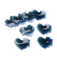 Acrylic Pendants, 3D Printed, Heart, Teal, 27x30x2mm, Hole: 1.2mm(KY-I007-33A)