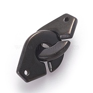 304 Stainless Steel Interlocking Clasps, Electrophoresis Black, 24x11x2mm, Hole: 1mm(X-STAS-O119-25B)