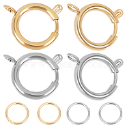 10Pcs 2 Colors 304 Stainless Steel Spring Ring Clasps, Flat Round, with 20Pcs 2 Colors 304 Stainless Steel Open Jump Rings, Mixed Color, Clasps: 12~24x12~21x1.2~3mm, Hole: 3mm(STAS-BBC0001-96)