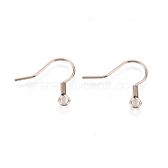 304 Stainless Steel Earring Hooks, Ear Wire, with Horizontal Loop, Cadmium Free & Nickel Free & Lead Free, Rose Gold, 17~19x19mm, Hole: 2mm, Pin: 0.7mm(X-STAS-S111-002RG-NR)