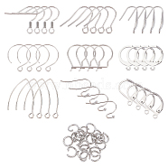 DIY Earring Making Finding Kit, Including 304 Stainless Steel Earring Hooks & Leverback Earring Findings & Jump Rings, Stainless Steel Color, 200Pcs/box(STAS-UN0038-49)