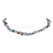 Natural Fluorite Chip Beaded Necklace, Stainless Steel Color, 15.94~15.98 inch(40.5~40.6cm)(NJEW-JN04615-11)
