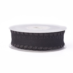 Polyester Ribbons, Black, 15mm, about 30yards/roll(27.432m/roll)(SRIB-L053-15mm-P123)