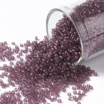 TOHO Round Seed Beads, Japanese Seed Beads, (6BF) Transparent Frost Medium Amethyst, 15/0, 1.5mm, Hole: 0.7mm, about 15000pcs/50g