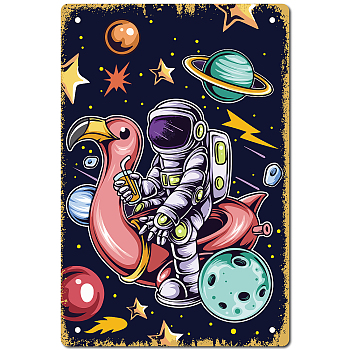 Tinplate Sign Poster, Vertical, for Home Wall Decoration, Rectangle, Space Theme Pattern, 300x200x0.5mm