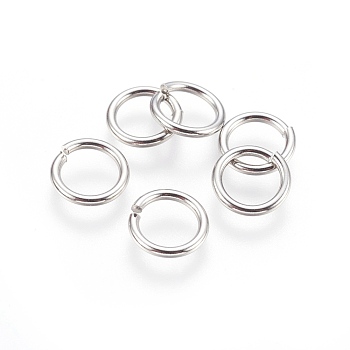 304 Stainless Steel Open Jump Rings, Stainless Steel Color, 10x1.4mm, Inner Diameter: 7mm, 800pcs/bag
